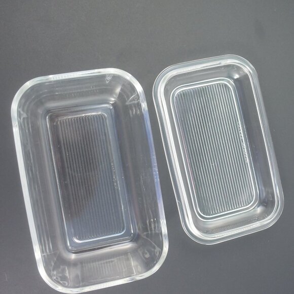 Vintage Arcoroc France Ribbed Butter / Refrigerator Dish w Lid Pressed Glass EUC - Picture 2 of 9